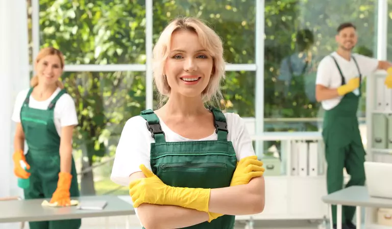 young professionals looking busy with cleaning job