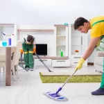 Cleaning professional contractors working at house
